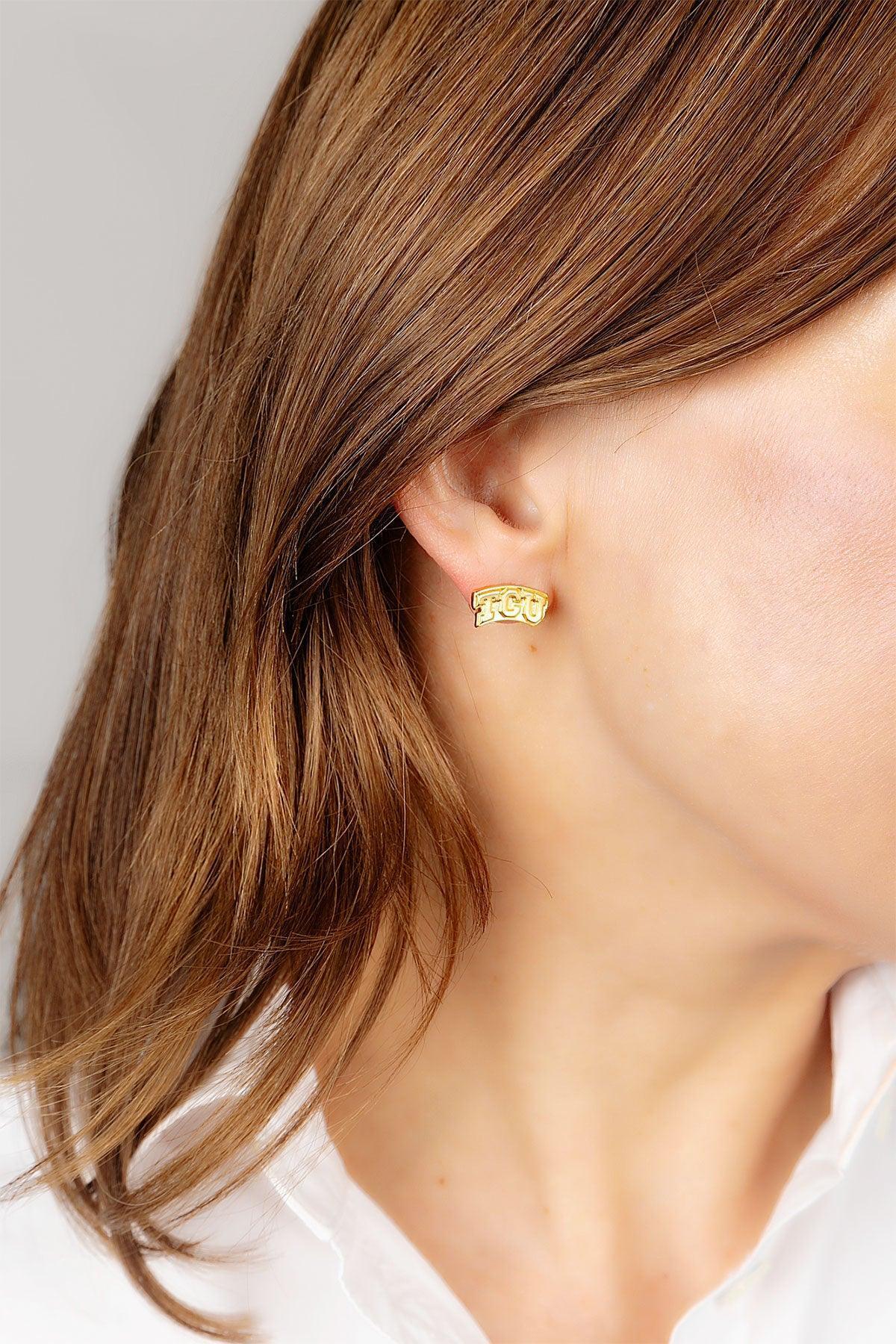 TCU Horned Frogs 24K Gold Plated Stud Earrings