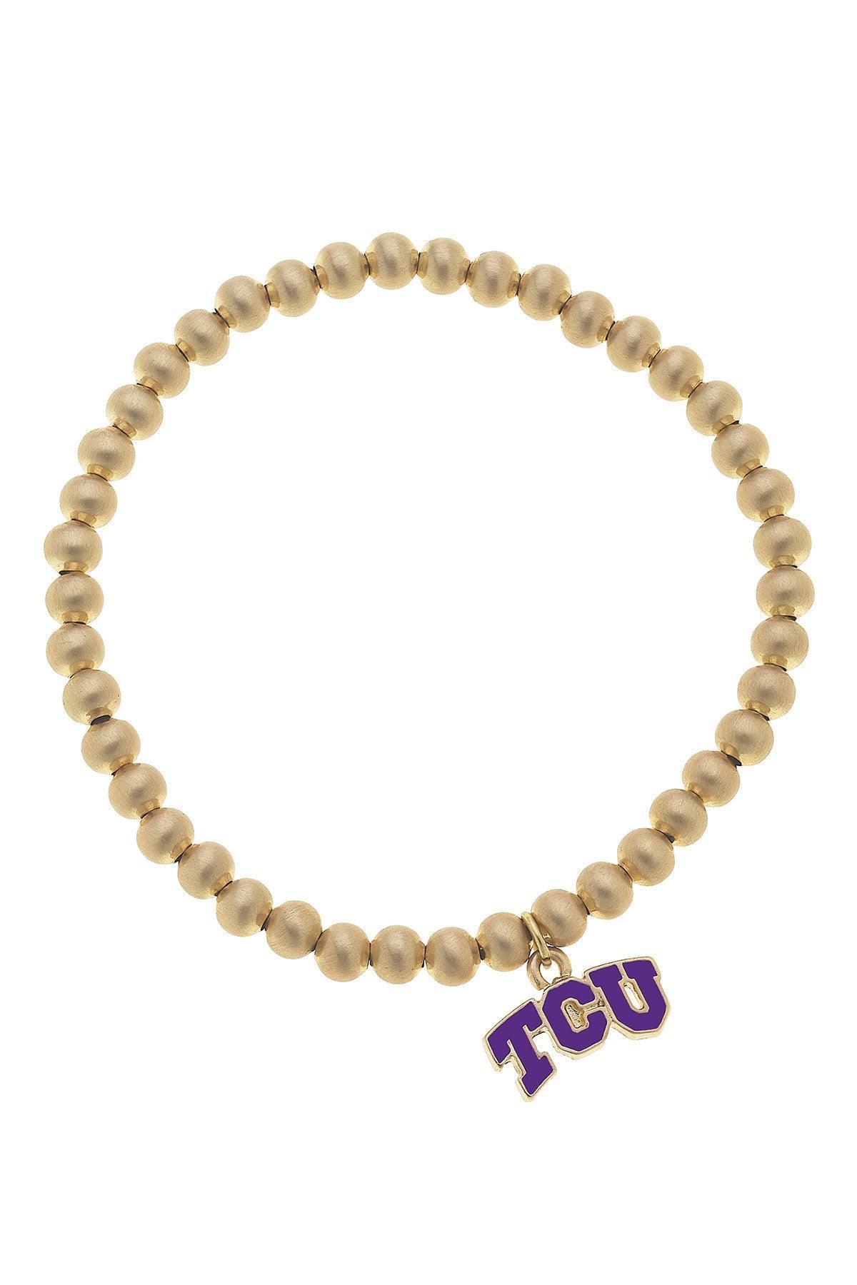 TCU Horned Frogs Ball Bead Stretch Bracelet