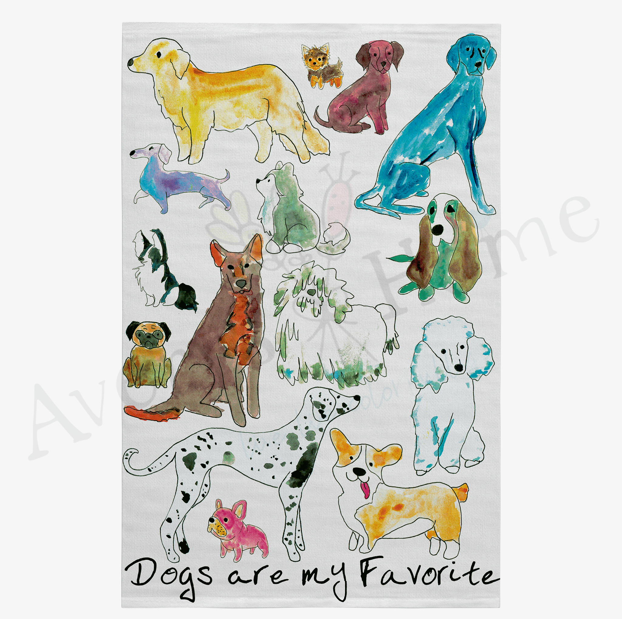 Dogs are My Favorite dish towel design detail