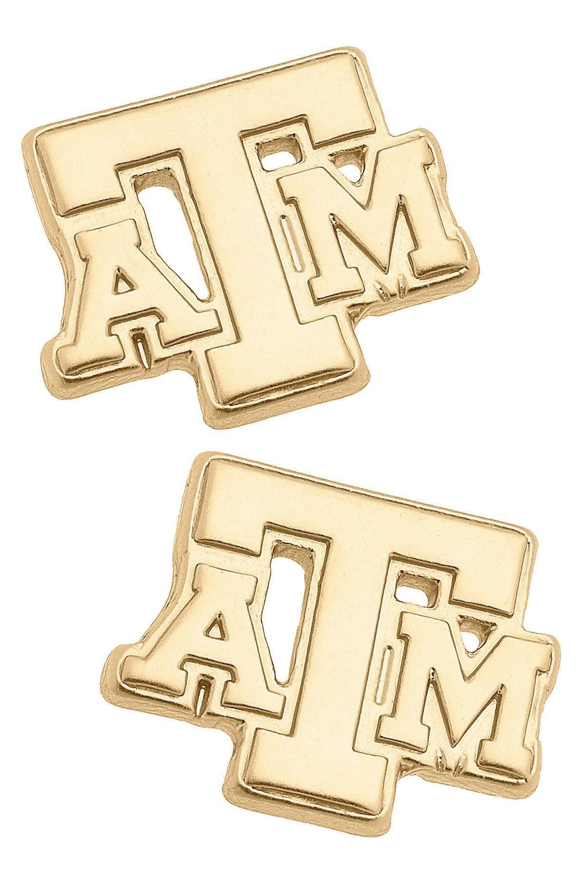 Texas A&M Aggies 24K Gold Plated Stud Earrings