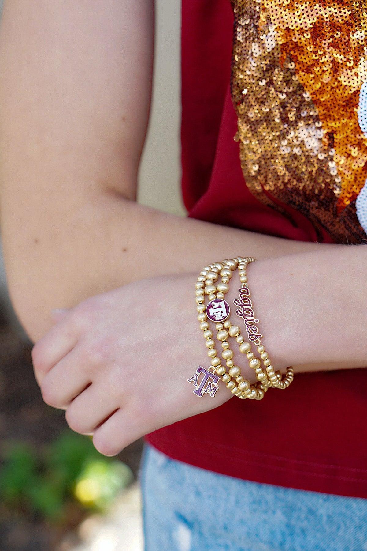 Texas A&M Aggies Ball Bead Stretch Bracelet