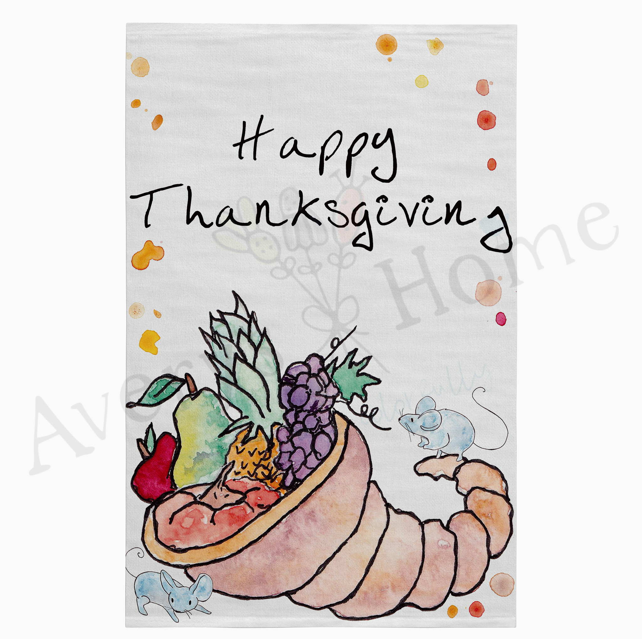 Thanksgiving Cornucopia dish towel design detail