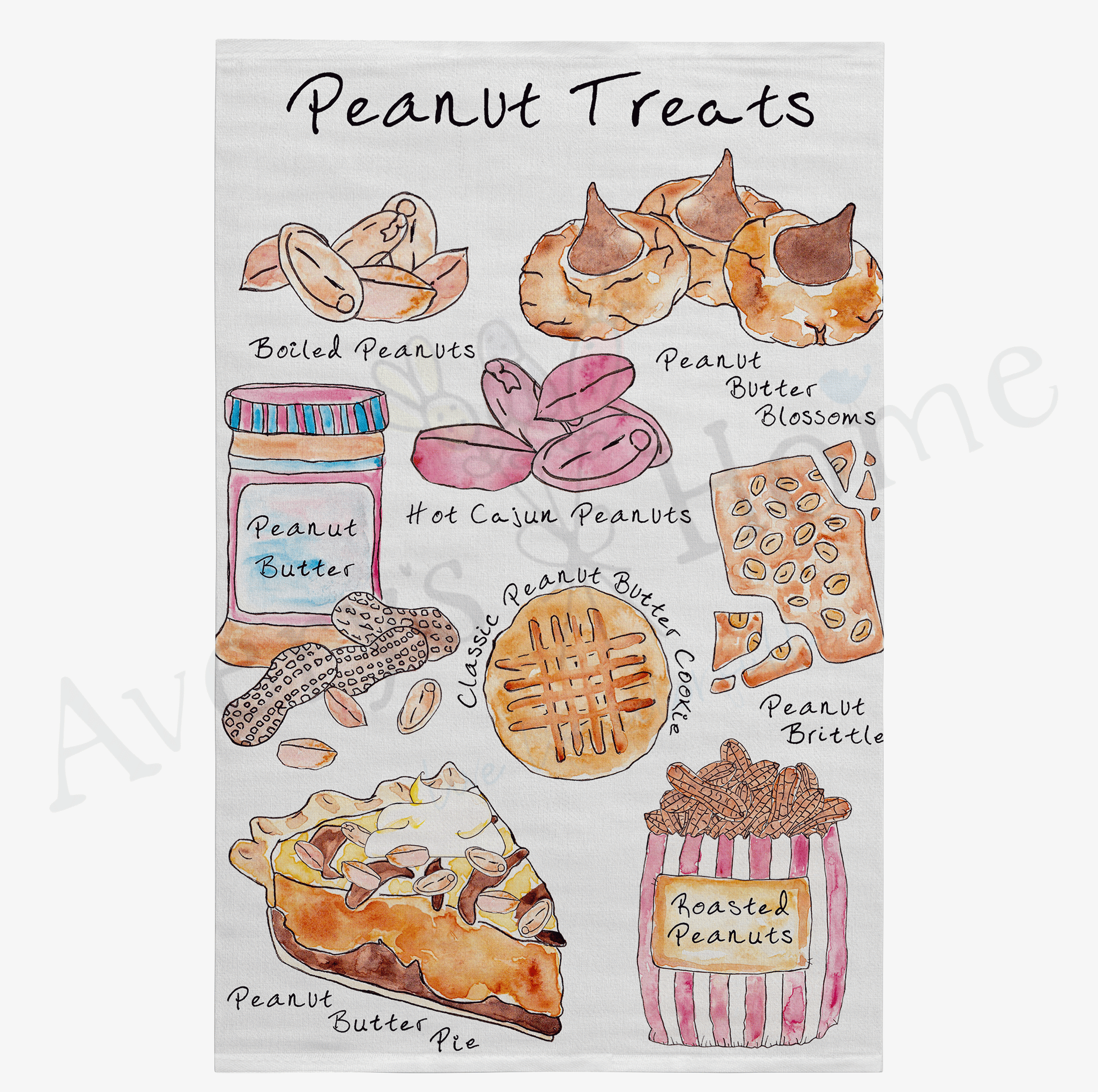 Peanut Treats dish towel design detail