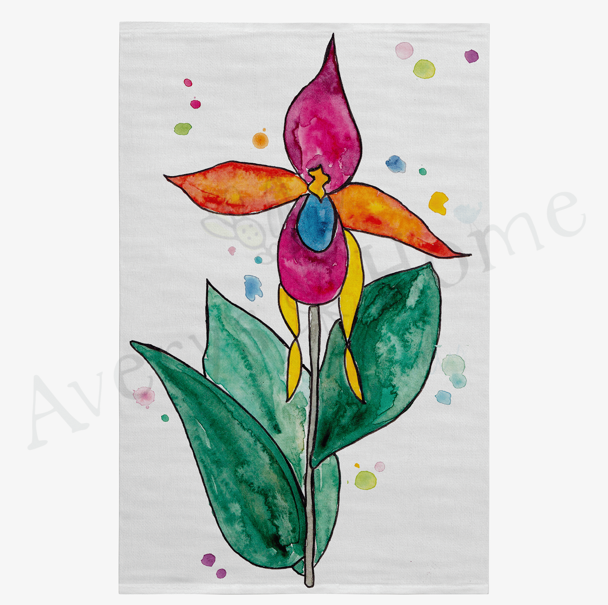 Colorful Flower dish towel design detail
