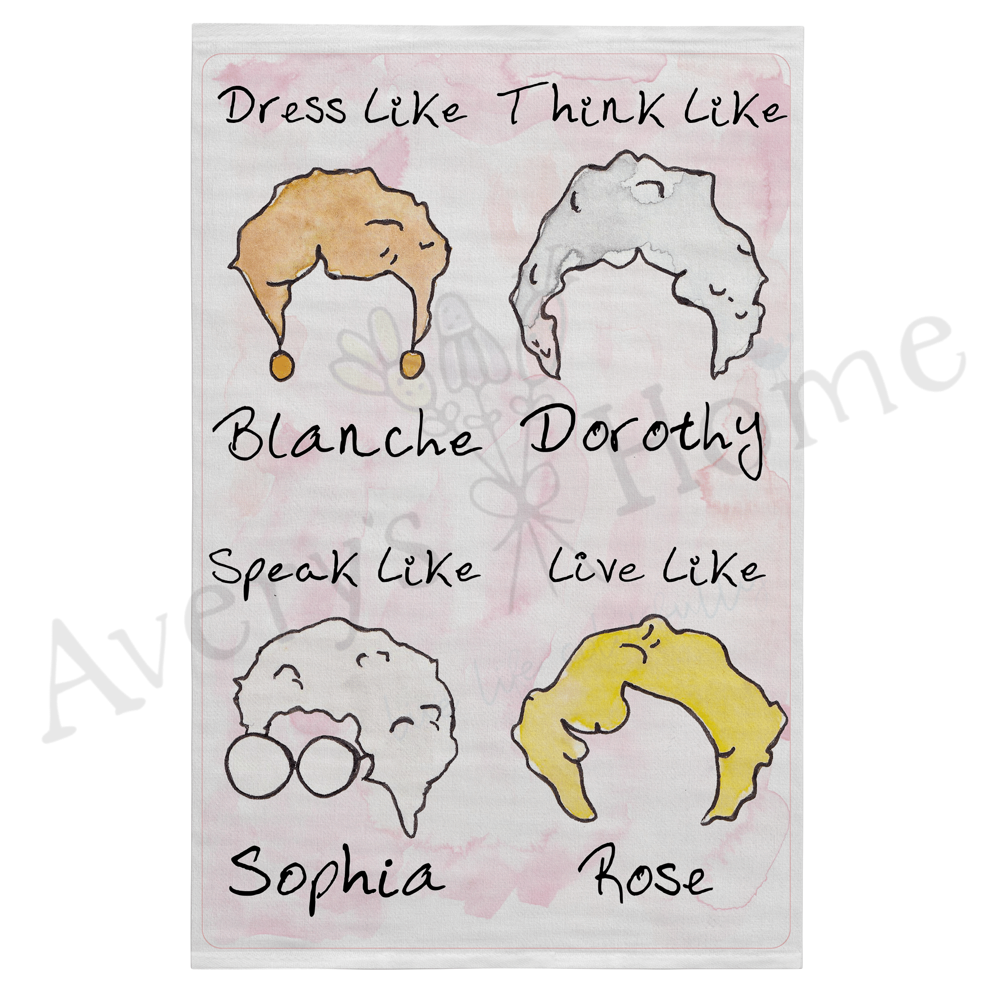 Live Like the Golden Girls dish towel design detail