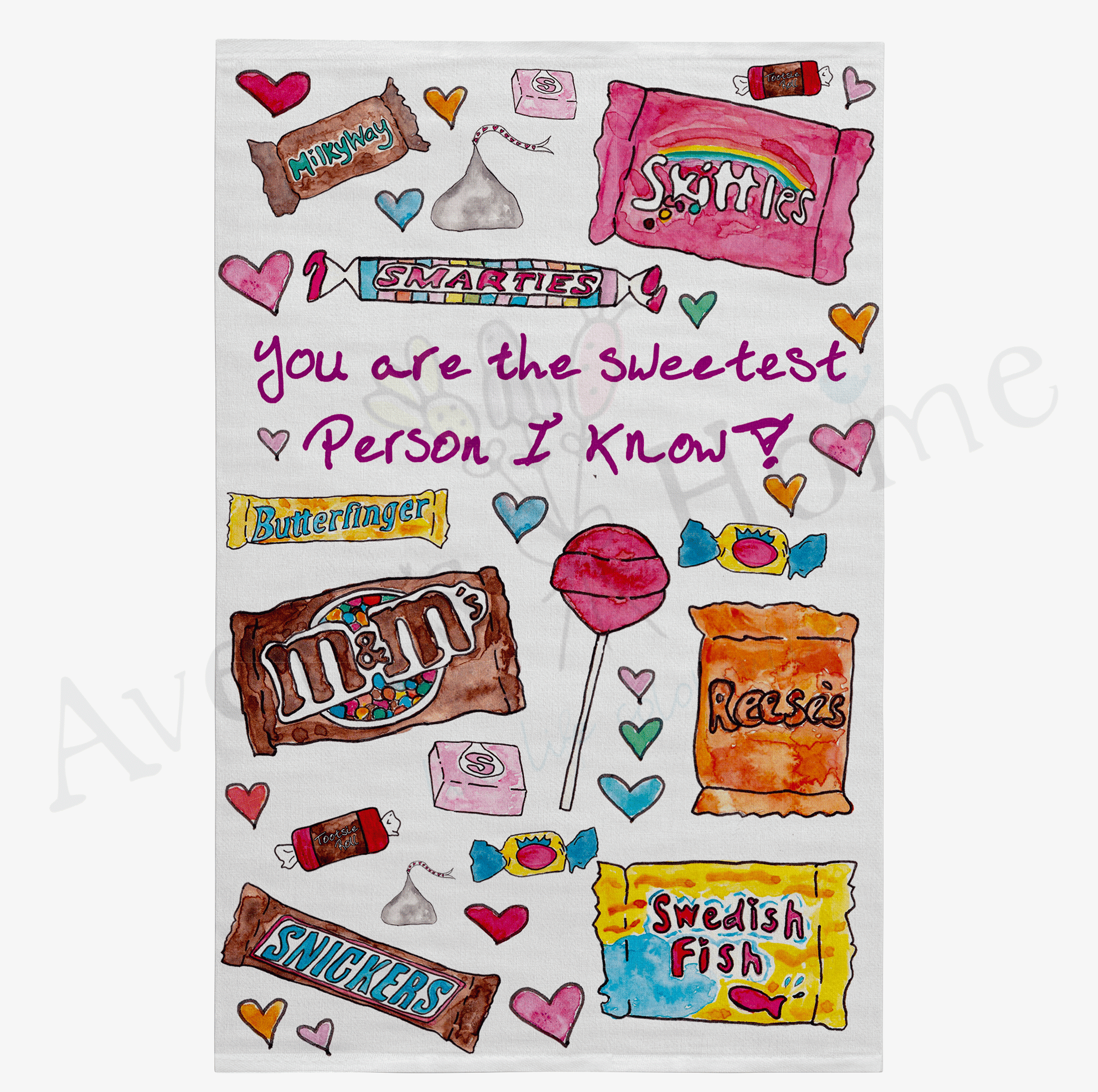 You are the Sweetest dish towel design detail