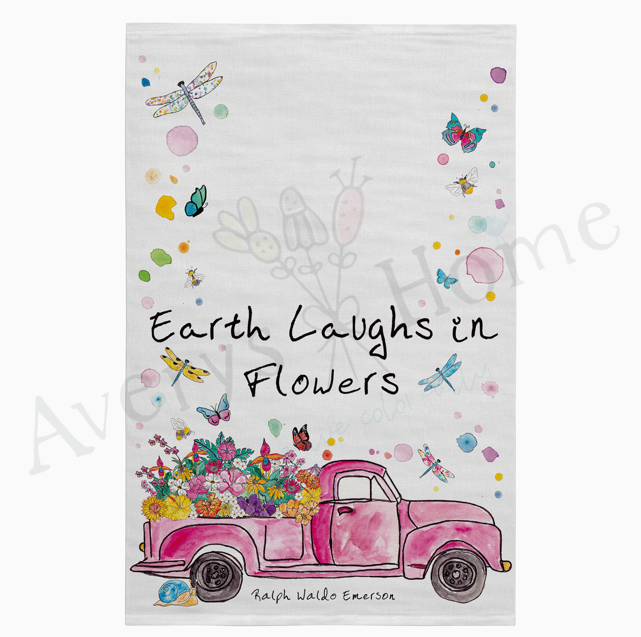 Earth Laughs in Flowers dish towel design detail