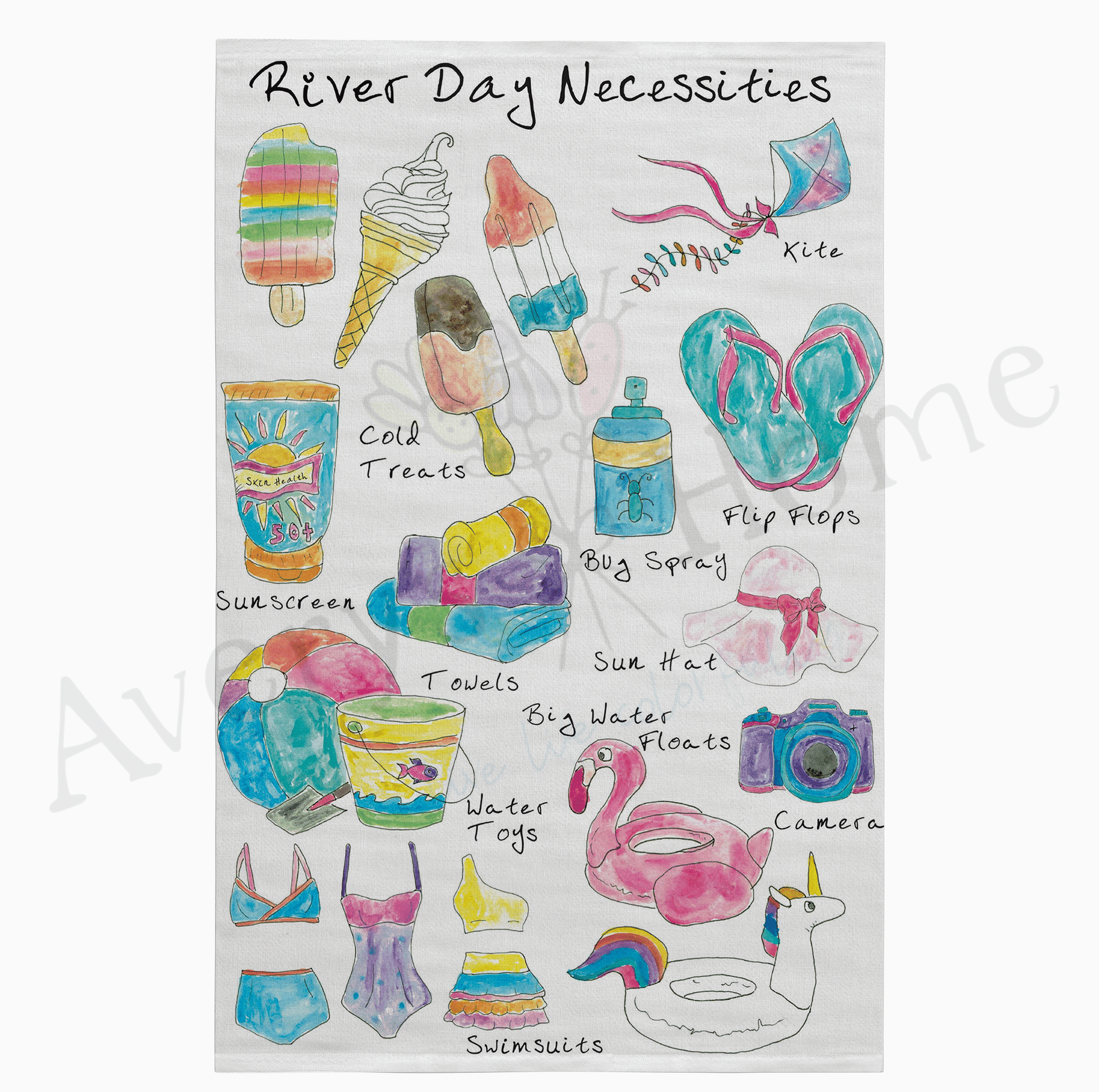 River Day Necessities dish towel design detail