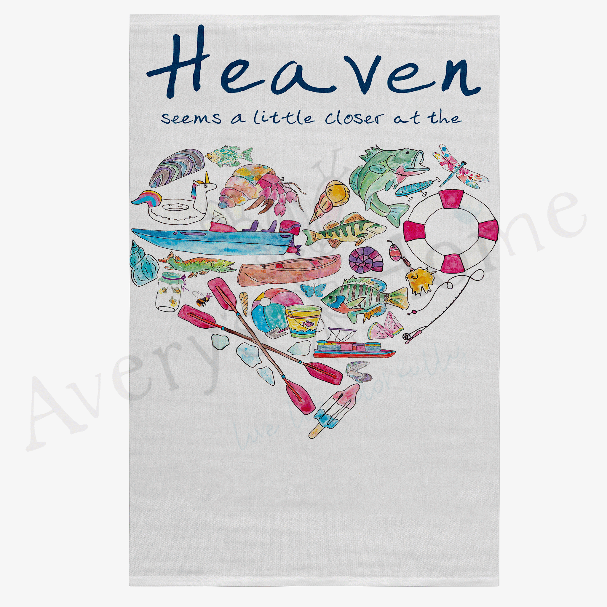 Heaven At the Lake dish towel design detail