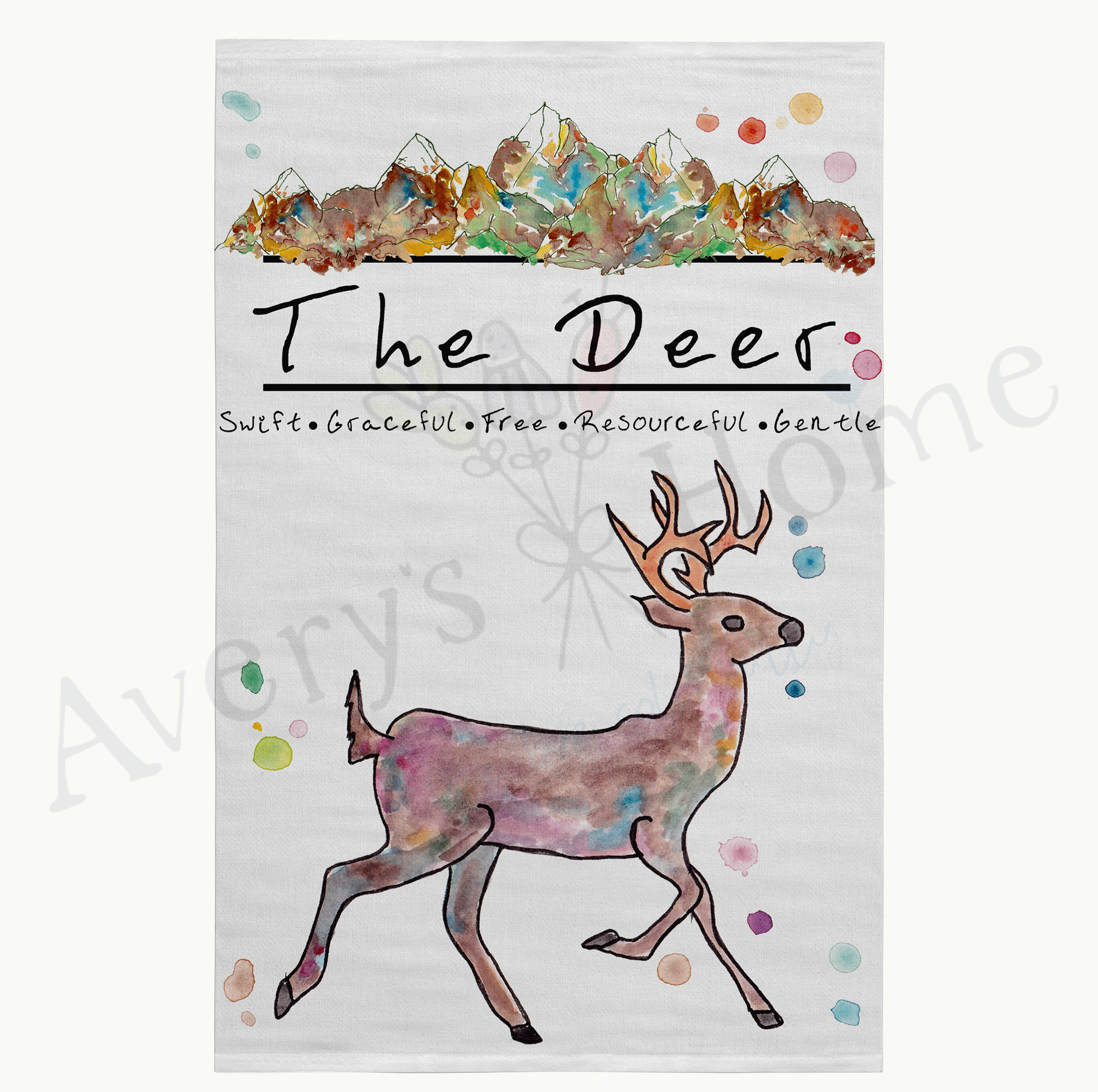 Mountain White-tailed Deer dish towel design detail