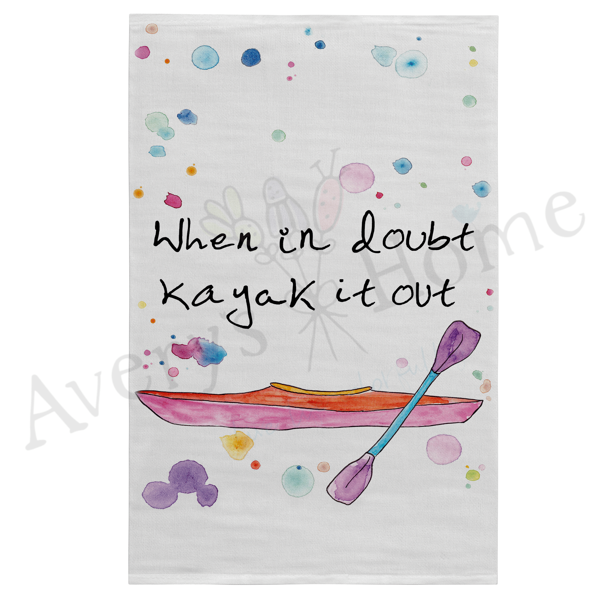 Kayak it Out dish towel design detail 2