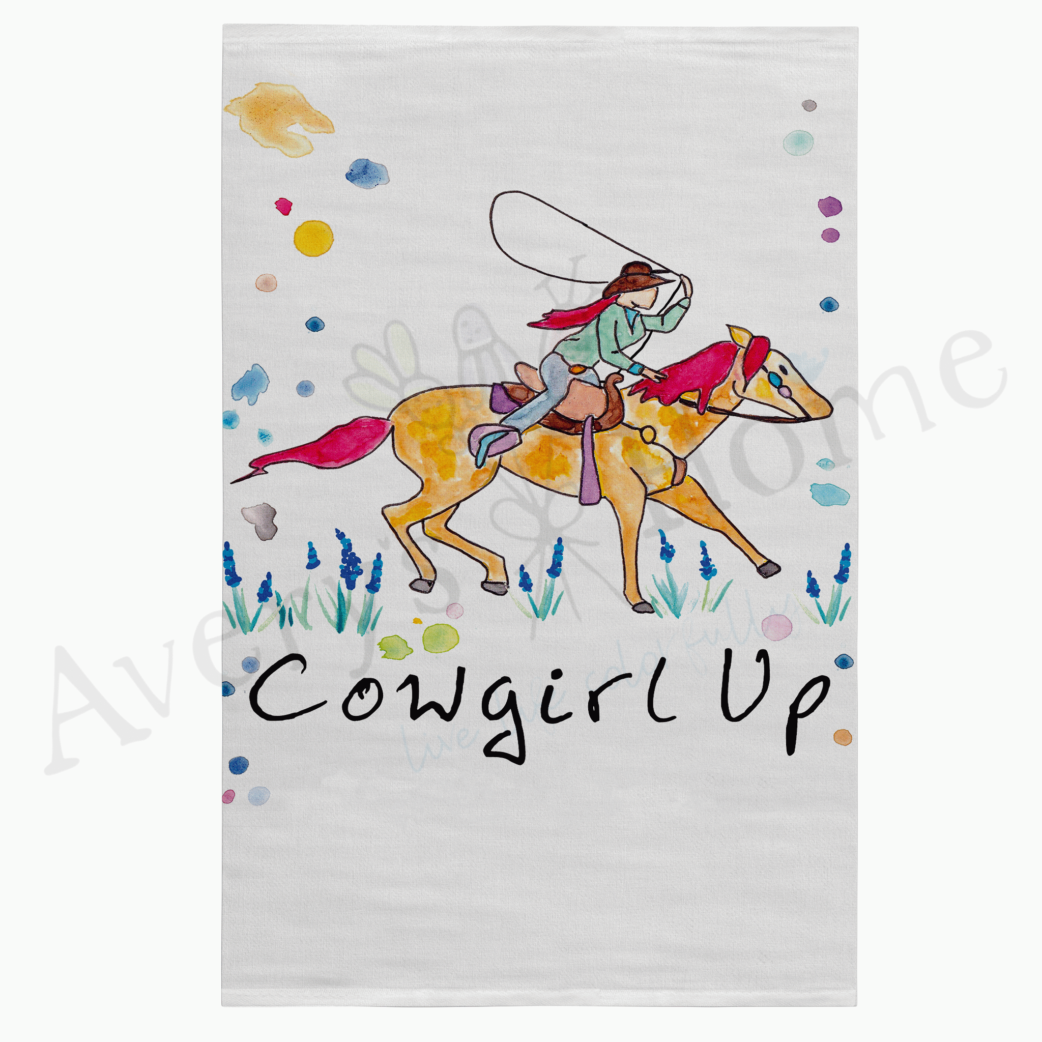 Cowgirl Up dish towel design detail
