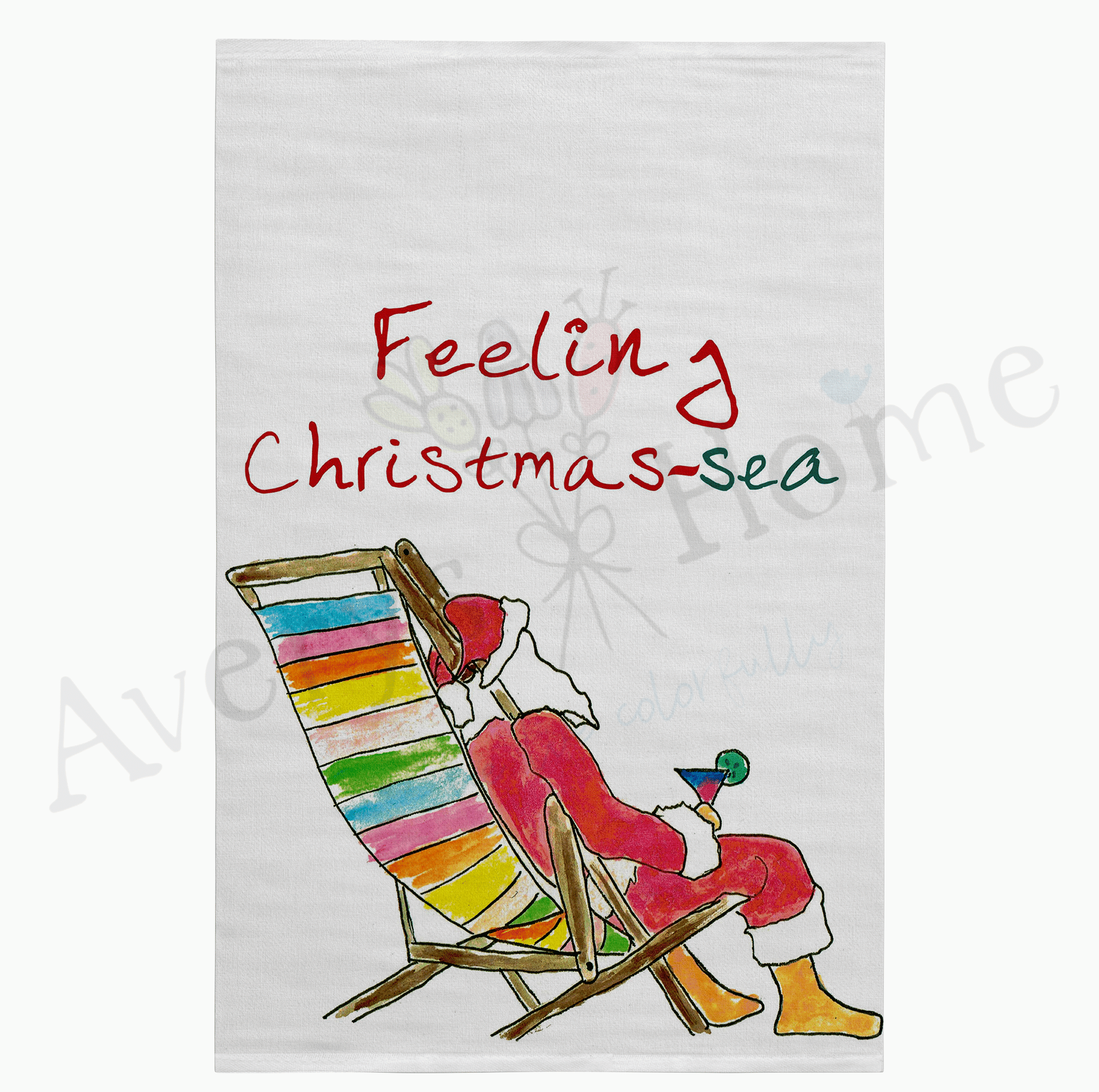 Feeling Christmas-Sea dish towel design detail