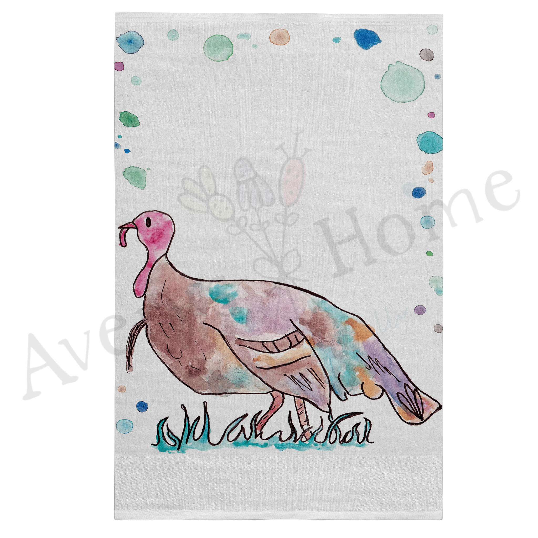 Turkey dish towel, 27x27 flour sack cotton