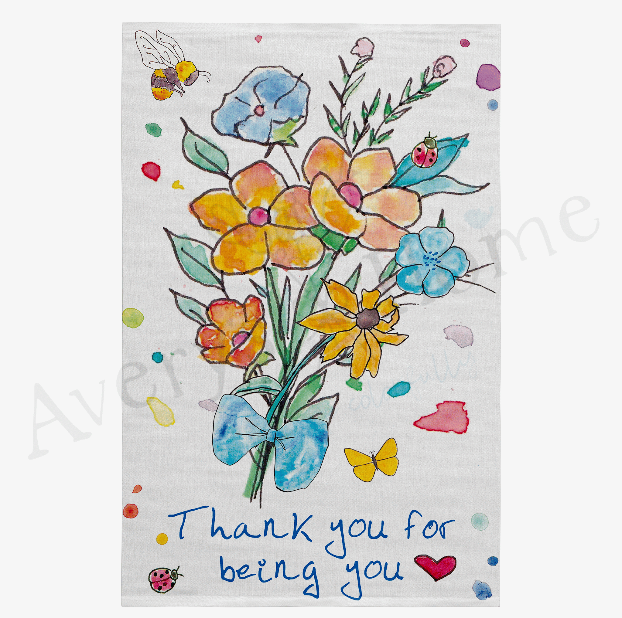Thank You for Being You dish towel design detail
