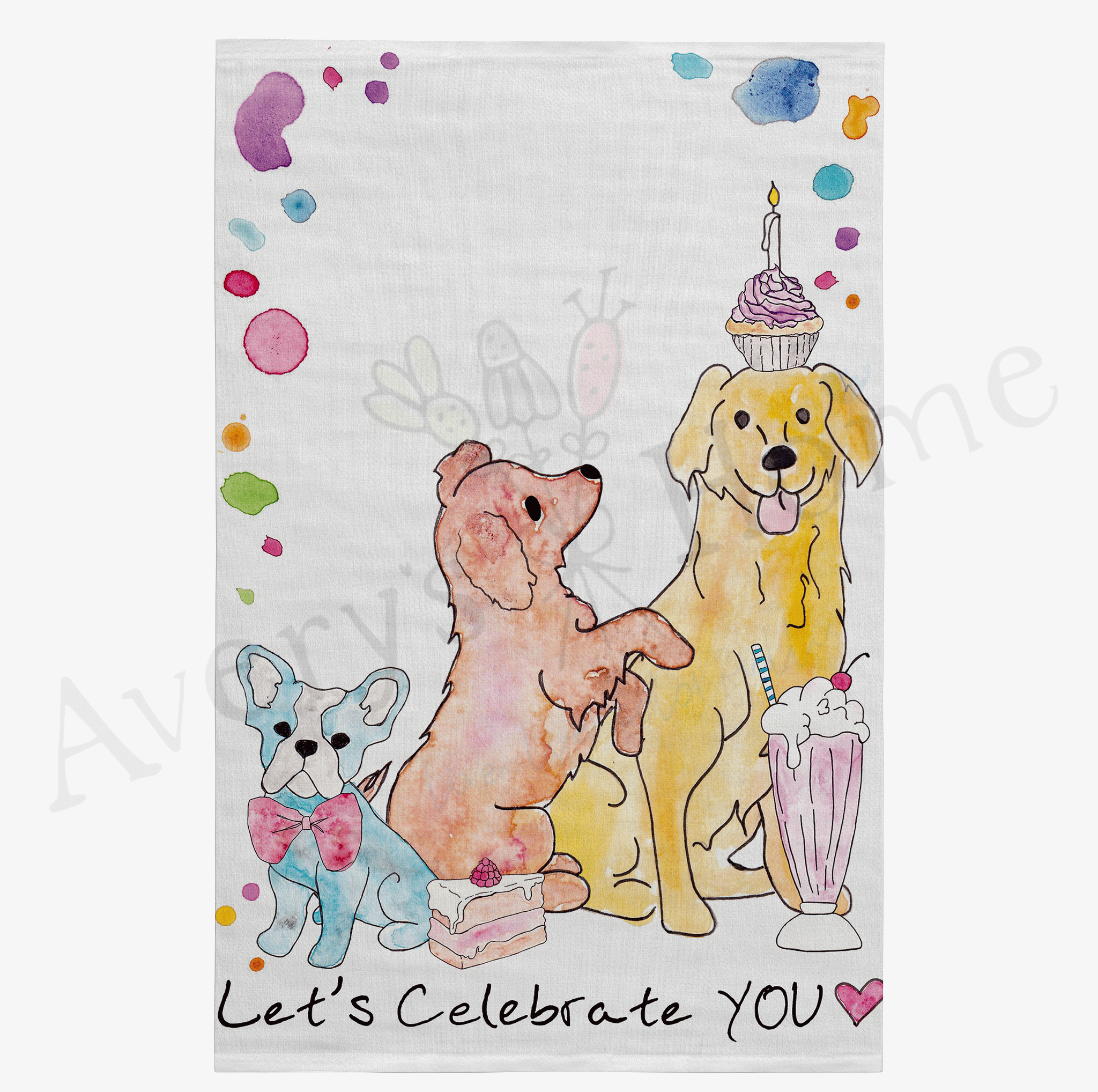 Celebrate Your Birthday dish towel design detail