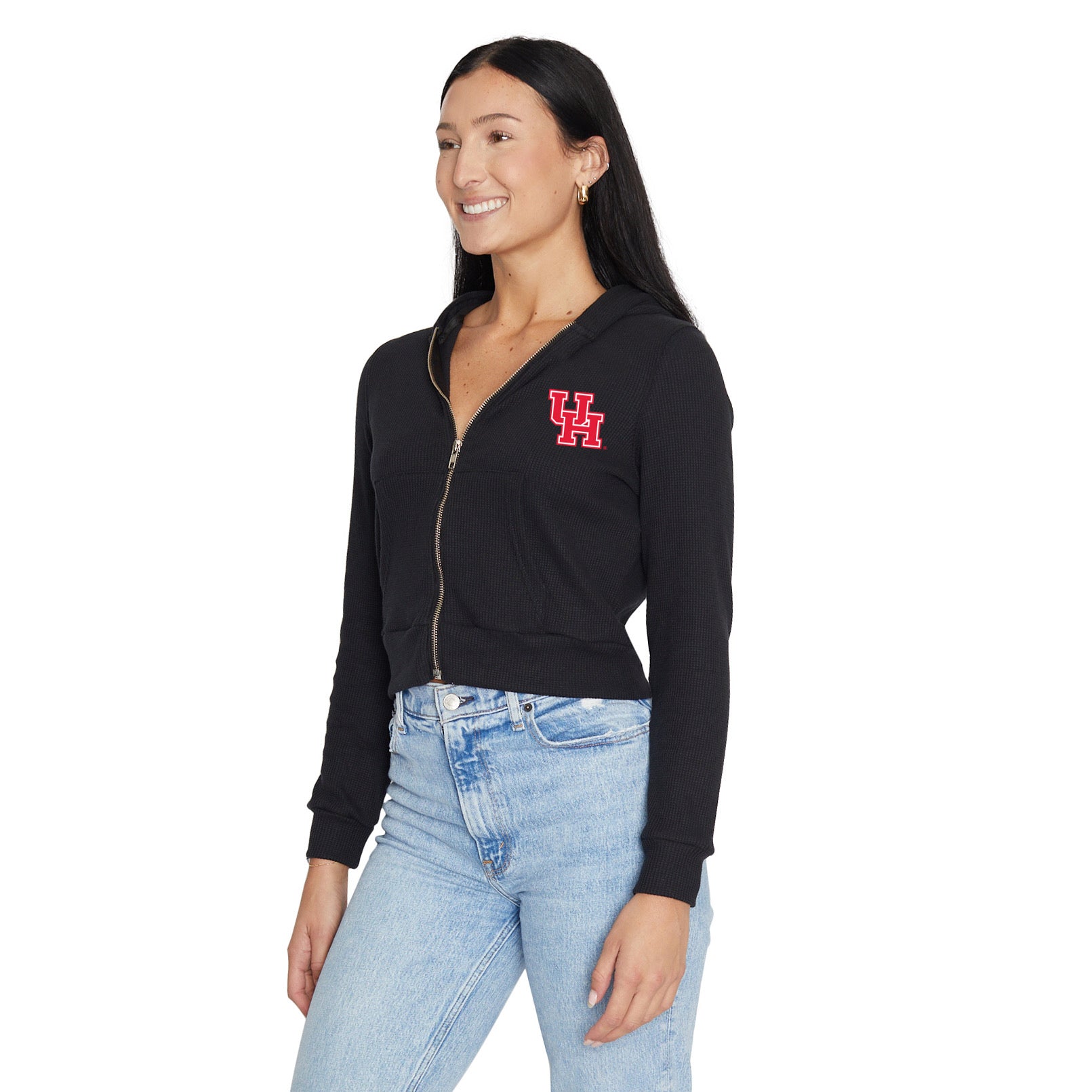 University of Houston Waffle Knit Zip Up Hoodie